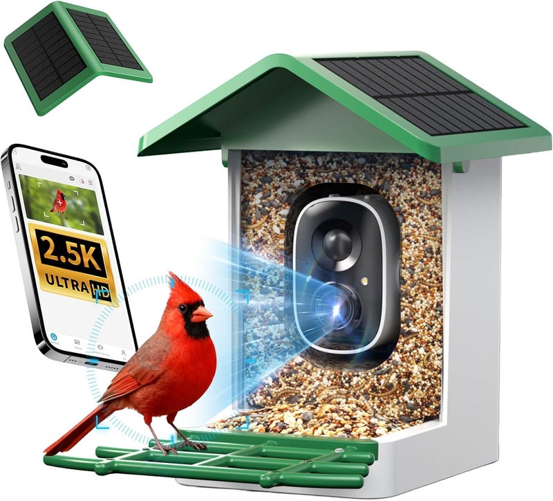 isYoung ​ Smart Bird Feeder with Camera, 2.5K QHD, AI Identify 16000+ Birds,Dual Solar Panel, AI Auto-Capture & Motion Detection, IP65 Weatherproof,170° Field of View, Perfect Bird Watching Gift - Image 1